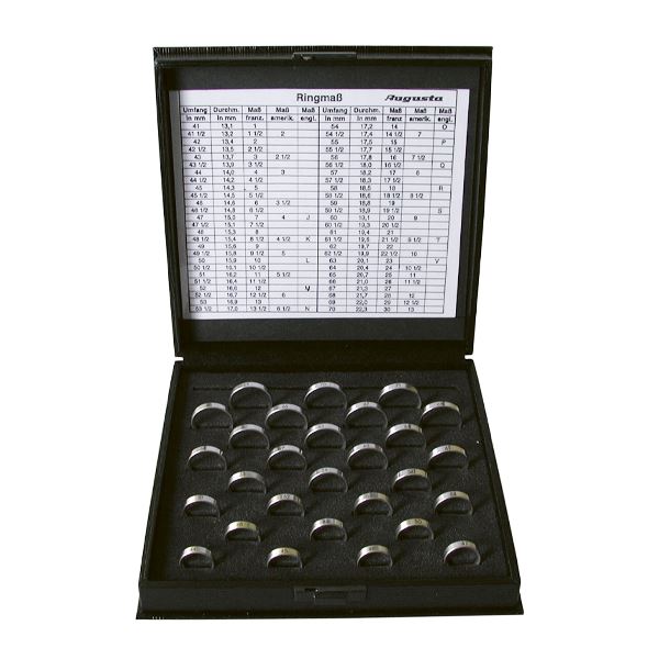 Ring size measuring tool width 4,50 mm, sizes 44-71 mm, separate, semi-circular inside