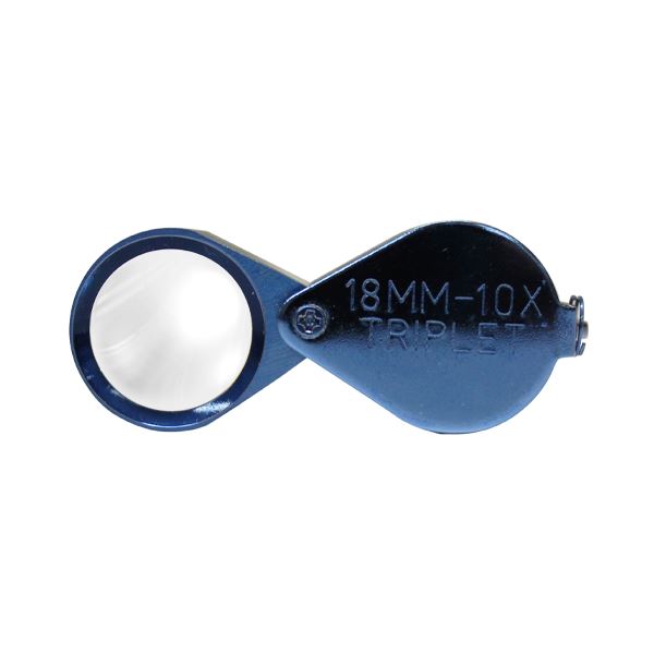 Pocket Loupe 10x, Triplet, diam. 18 mm, Blue