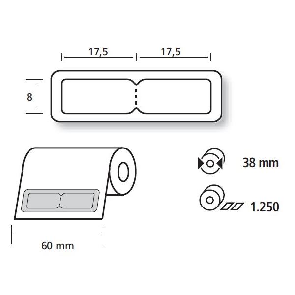 Címkék,  fehér 34 835IR K1, tekercs 1250 db