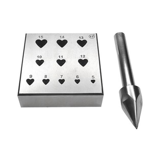 Bezel blocks with punches HEART 5-15 mm, 17°