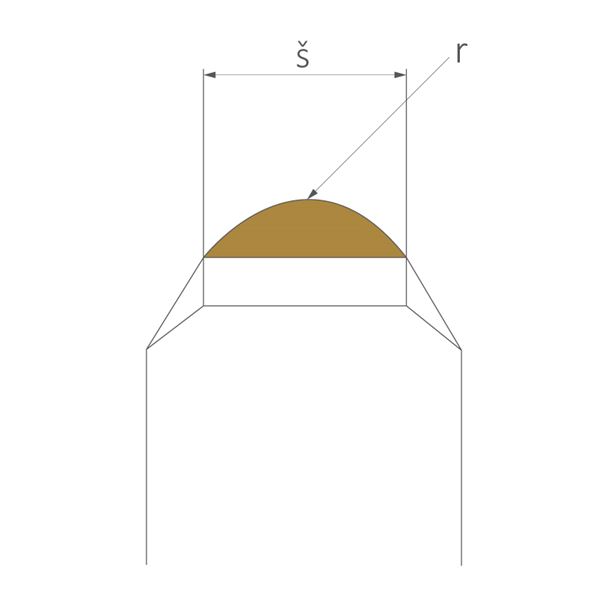Gyémánt kés Posalux félkör, sz= 1,00 mm/ rádius 0,50