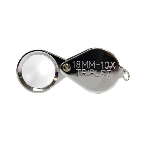 Pocket Loupe 10x, Triplet, diam. 18 mm, Chrome