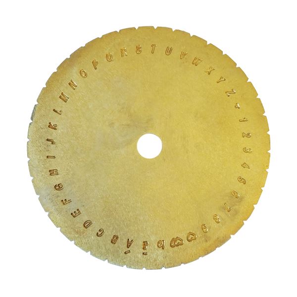 Template with small block letters for Presidium engraver