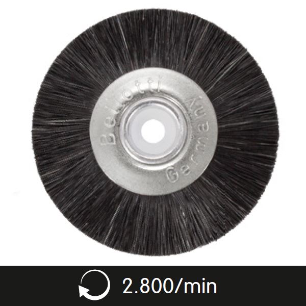 Polírozó kefe kerék acélmaggal és műanyag központtal, extra kemény, fekete