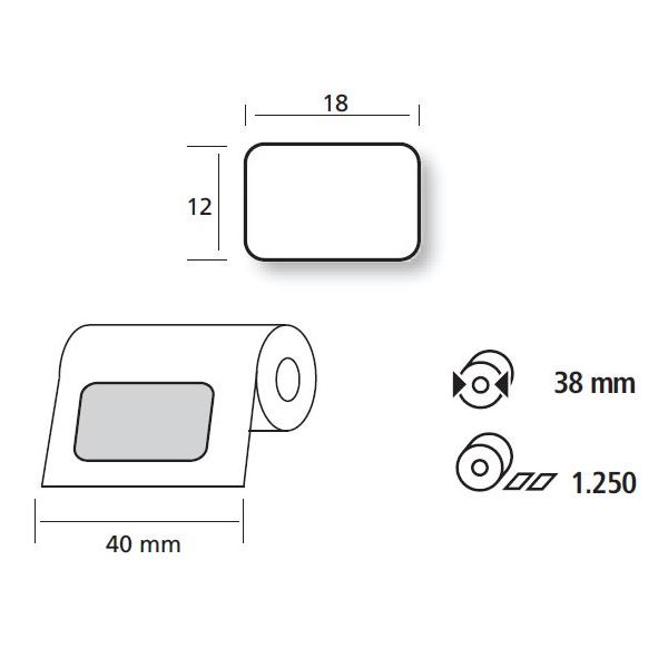 Címkék,  fehér 31 1218 E1, tekercs 1250 db