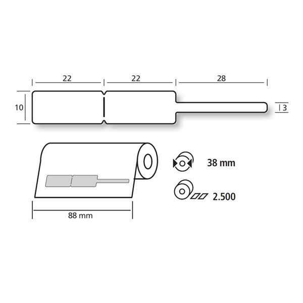 Címkék, fehér 44 1072 LC1, tekercs 2500 db