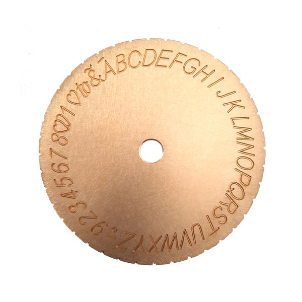 Template with block letters for Presidium engraver