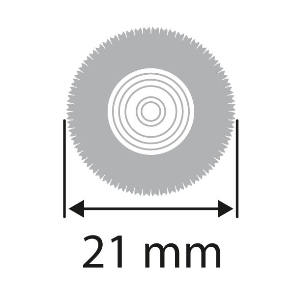Mini szár, kerek, kefe, kemény, fekete, szerelt, átm. 21 mm