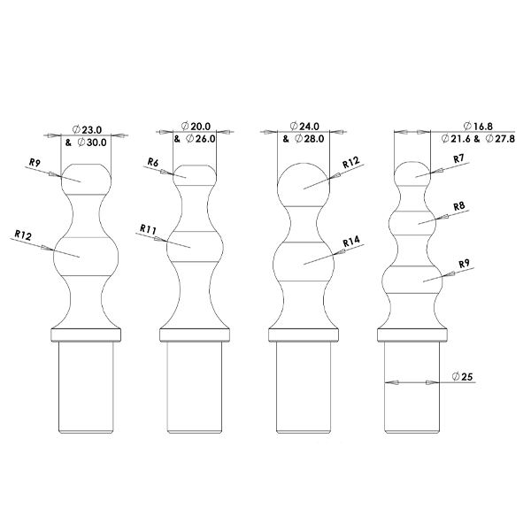 Durston Multi Forming Anvil Mandrels Set of 4 - Convex