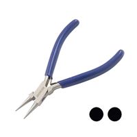 Round Nose Pliers, 115 mm, Smooth Jaws with Double Leaf Spring and PVC Handles