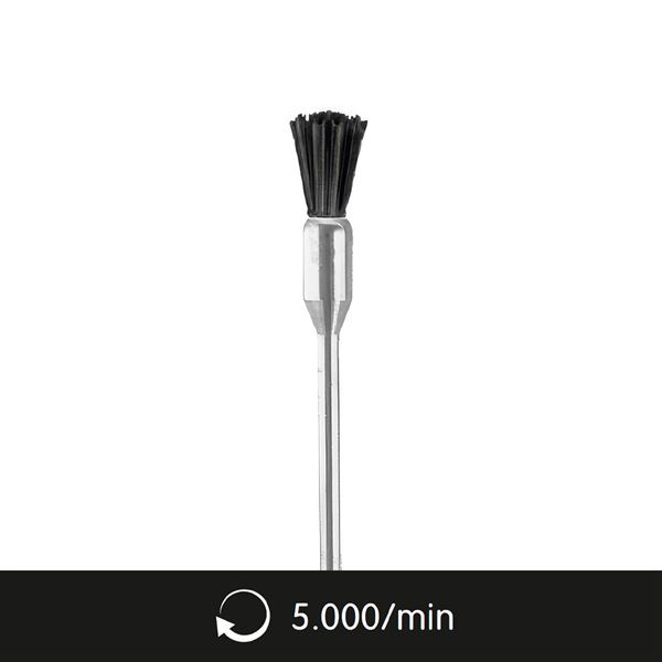 Mini sörtés kefe, fekete, szárral szerelt