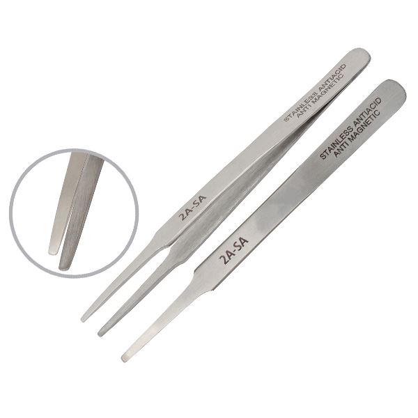 Tweezer No: 2A, Fine Point, Size 120 mm, Made of Anti Magnetic Anti Acid Steel