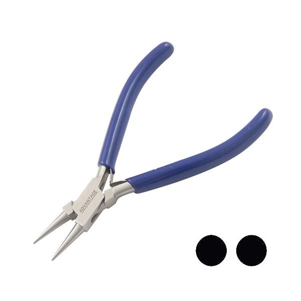 Round Nose Pliers, 115 mm, Smooth Jaws with Double Leaf Spring and PVC Handles