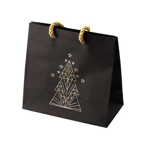 CARLA Paper Bag - Black/Christmas, 150x150x80 mm