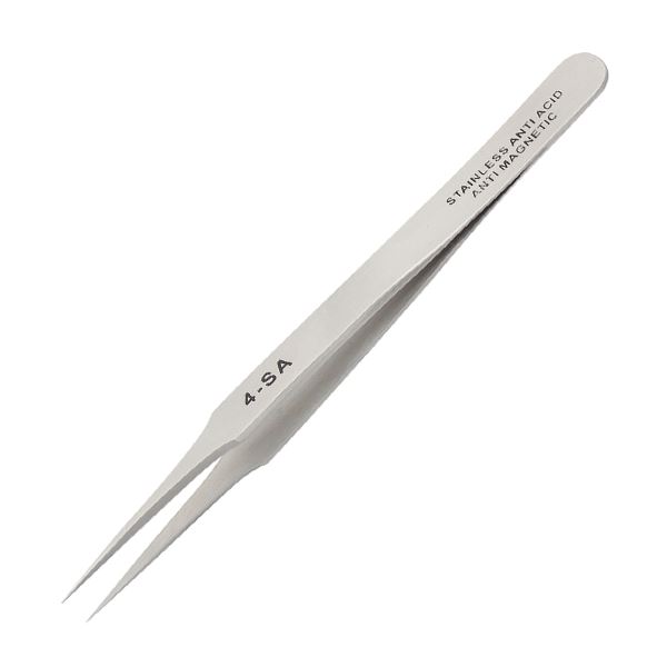 Tweezer No: 4, Fine Point, Size 120 mm, Made of Anti Magnetic Anti Acid Steel