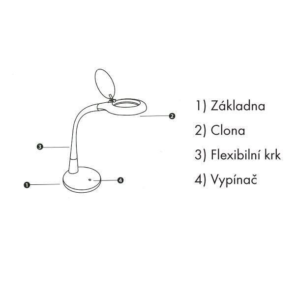 Asztali nagyító LED-es világítással W.Durston, 3 + 5D