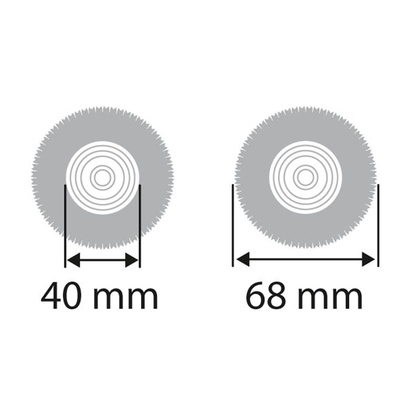 Polírozó kefe kerék 5 soros, átm. 40/68 mm, fekete