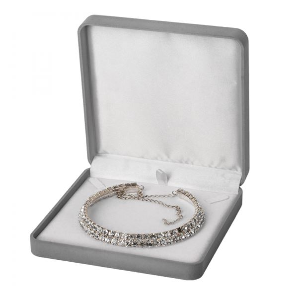 EMMA Necklace Jewellery Box - Grey, 154x150 mm