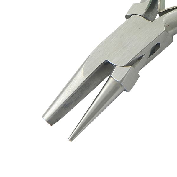 Round & Concave Pliers, 130 mm, Smooth Jaws with Double Leaf Spring and PVC Handles
