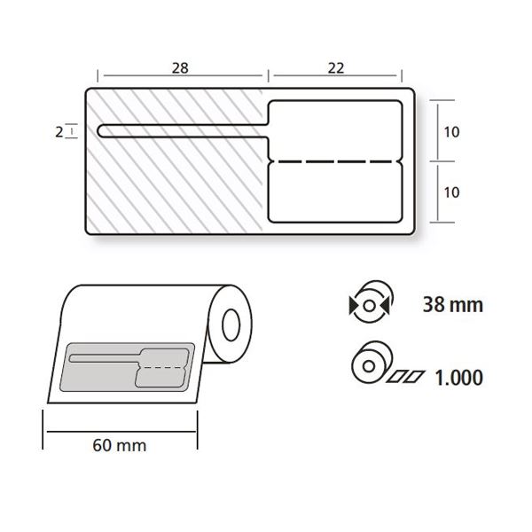 Címkék,  fehér 34 2050IR Z1, tekercs 1000 db