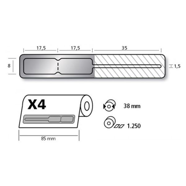 Labels Silver 34 870IR X4G, roll 1250 pcs