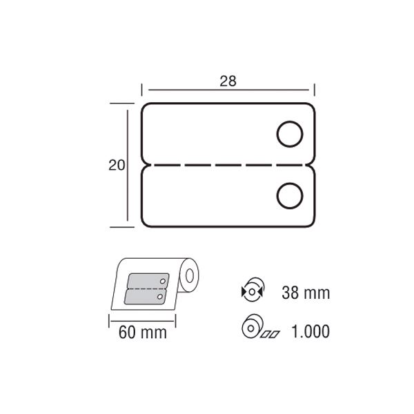 Labels White 45 2028 K1, roll 1000 pcs