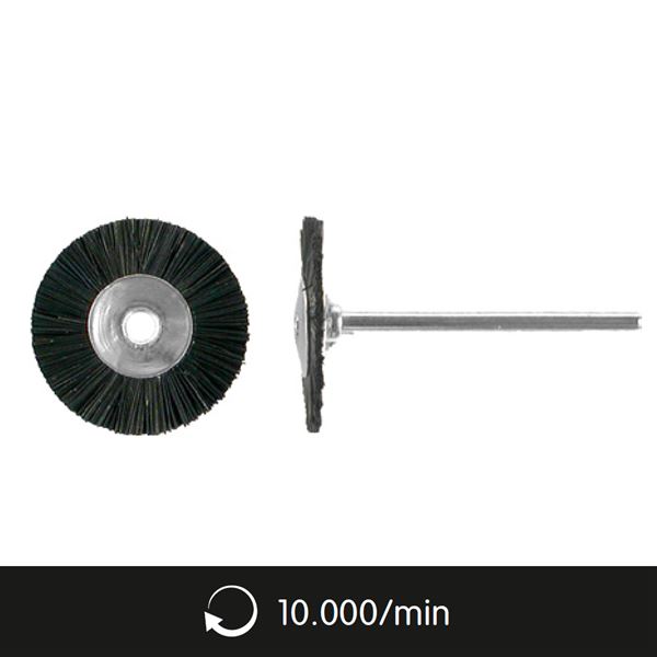 Mini szár, kerek, kefe, kemény, fekete, szerelt, átm. 21 mm