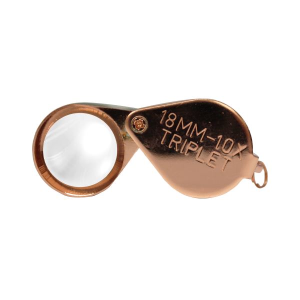 Pocket Loupe 10x, Triplet, diam. 18 mm, Rose Gold