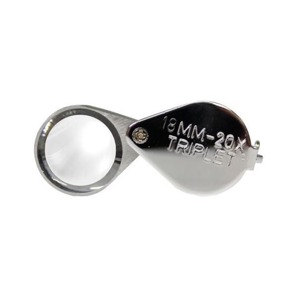 Pocket Loupe 20x, Triplet, diam. 18 mm, Chrome